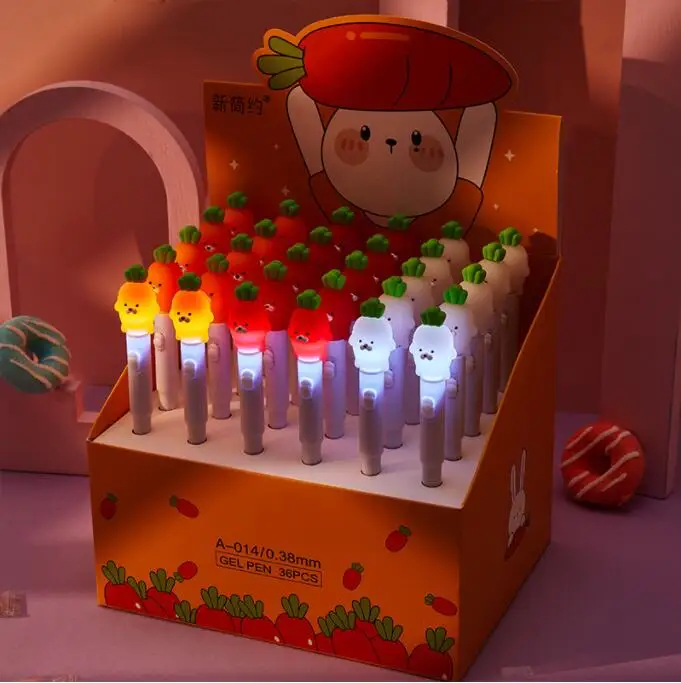 

36 pcs/lot Creative Carrot Light Gel Pen Cute 0.5mm Black Ink Pens Stationery Gift Office School Supplies wholesale