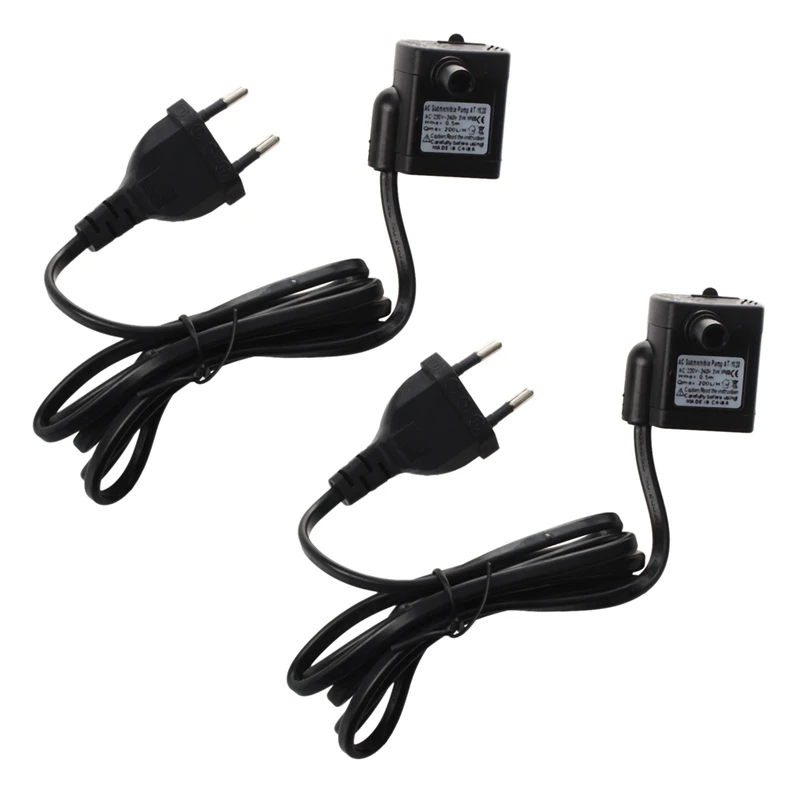 2X AC 220V 3W Submersible Water Pump For Aquarium Pond Fountain EU Plug