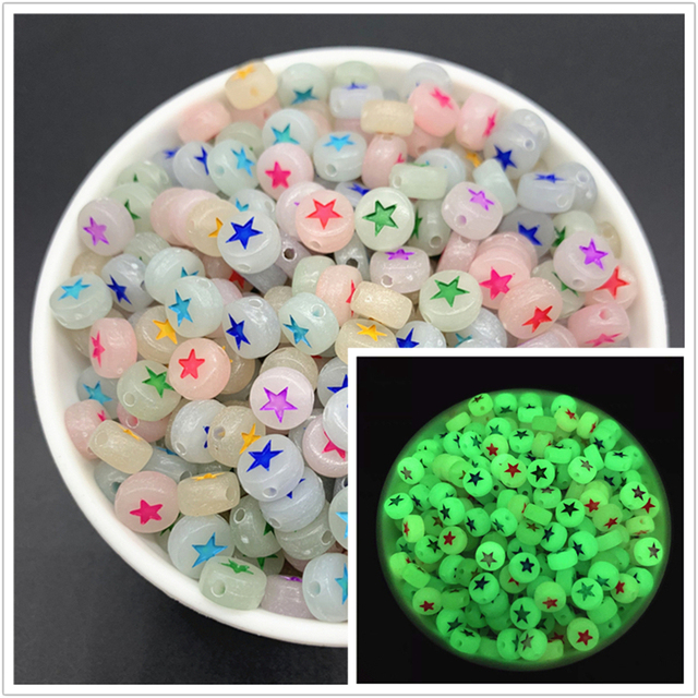 7mm Luminous Letter Beads Alphabet Acrylic Spaced Beads For Jewelry Making DIY Charms Bracelet Necklac