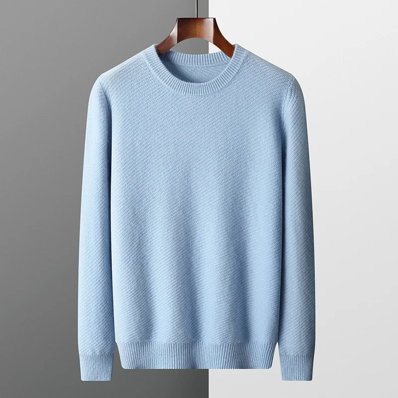 100% Pure Wool Men's Round Neck Sweater Pullover Bottoming Shirt Autumn And Winter New High-End Luxury Fashion Cashmere Sweater
