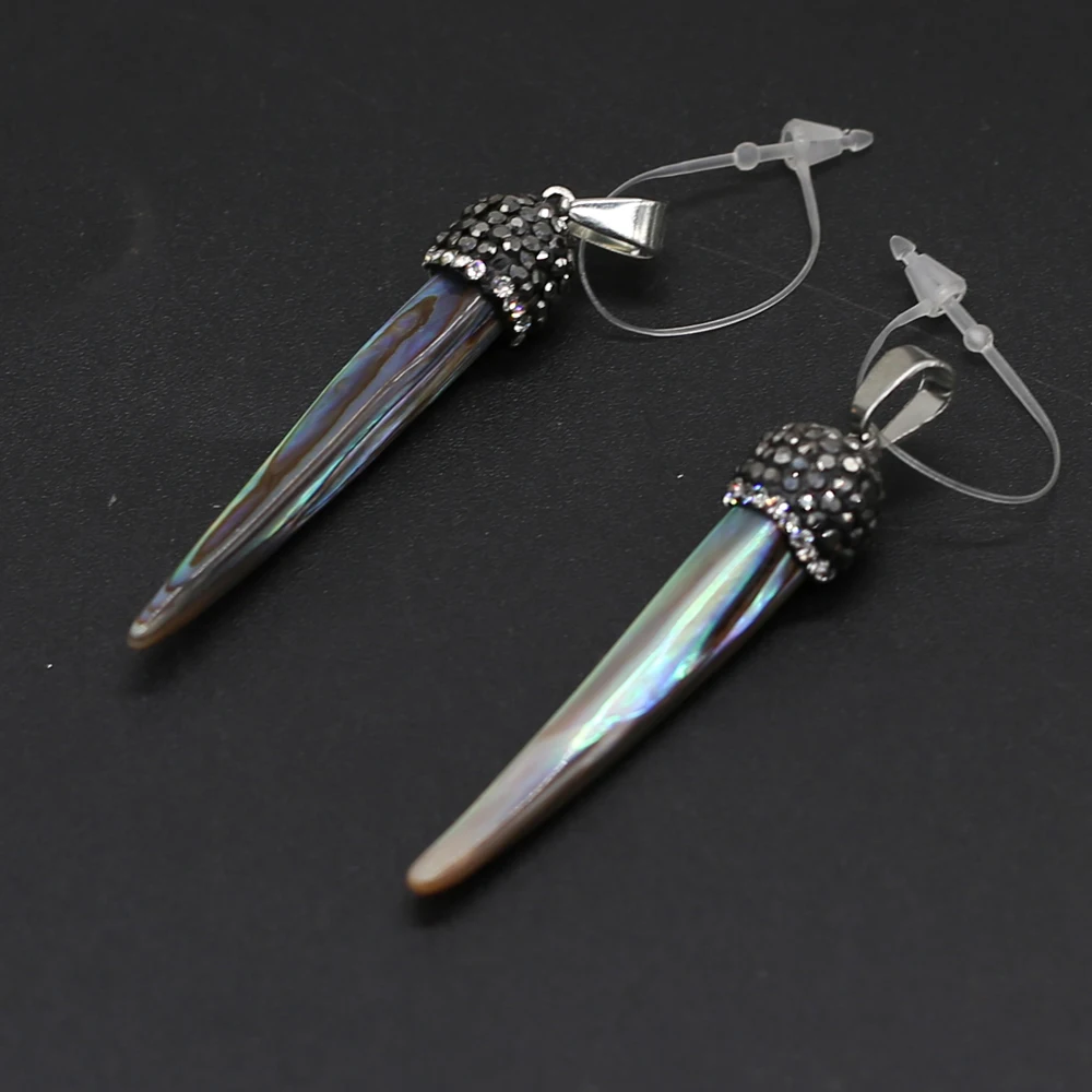 1PCS Natural Stone Knife Abalone Black Shell Pendant For Jewelry Making DIY Necklace Earring Accessories Charms Gift 5x40-5x50mm 2