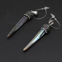 1PCS Natural Stone Knife Abalone Black Shell Pendant For Jewelry Making DIY Necklace Earring Accessories Charms Gift 5x40-5x50mm 2