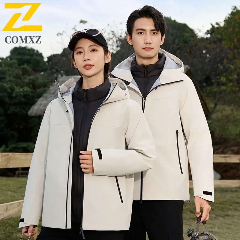 COMXZ High Quality Men Jacket Hooded Outdoor Exploration Multi-Purpose Parka Casual Trip Light Cold Proof Winter Outerwear