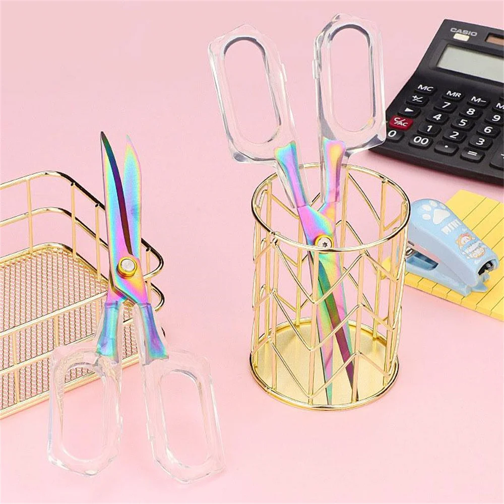 미적 사무용품 공예 가위, 투명 성인 가위, 사무실 학교 및 가정용 테이프, 종이 절단, 1 PC