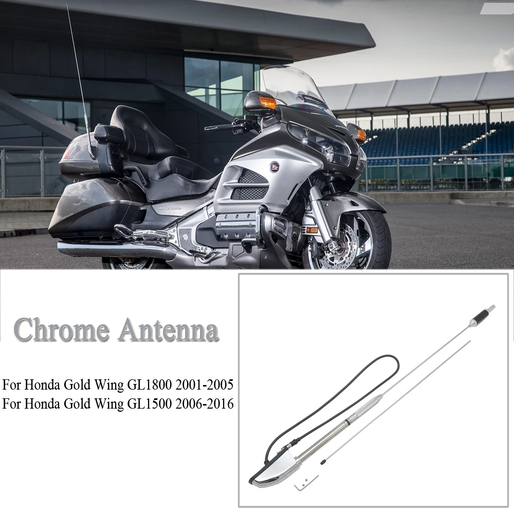 

For Honda Glodwing GL1800 GL1500 GL1800P GL1800HPNA Audio Comfort Navi GL1800A 2001-2014 Motorcycle Chrome Antenna Kit