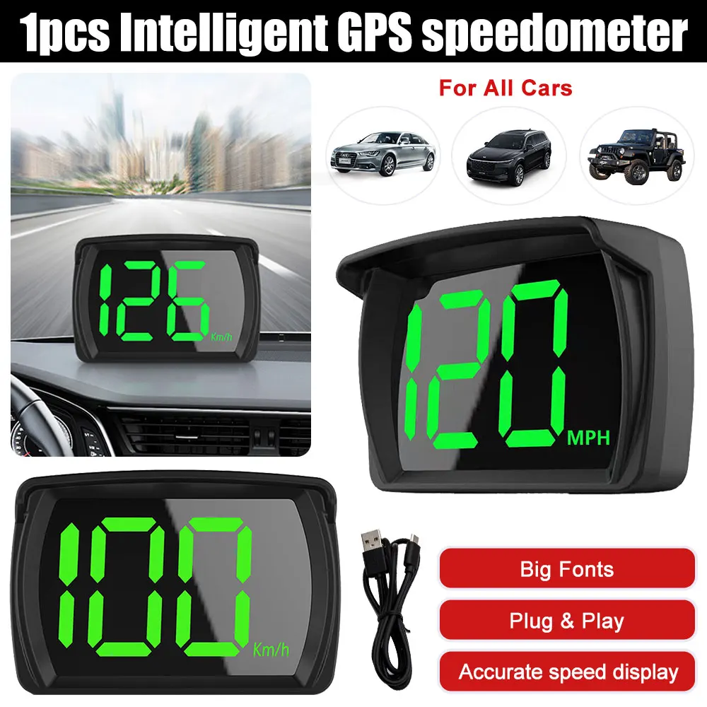 

Intelligent car digital GPS speedometer HUD head up display MPH speed high-definition universal ABS Minimalist style