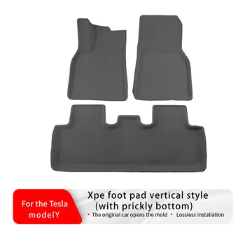 Adatto per Tesla Model Y — Tappetini per auto XPE, design verticale/incanalato con retro a strappo per una tenuta sicura.