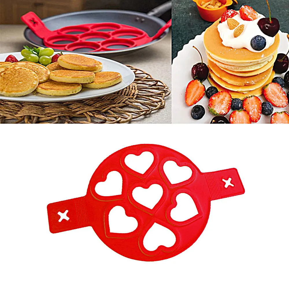 7 Holes Nonstick Pancake Molds Ring Silicone Fried Egg Mould Reusable