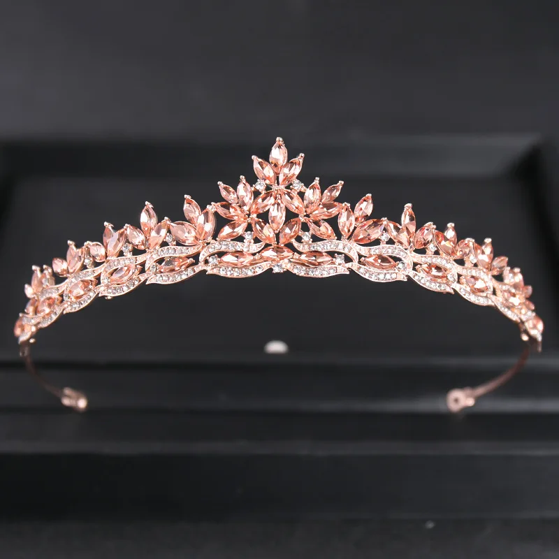 Bridal Headdress Alloy Rhinestone Leaves Embellished Crown Wedding Hair Accessories Dress Accessories 1pc