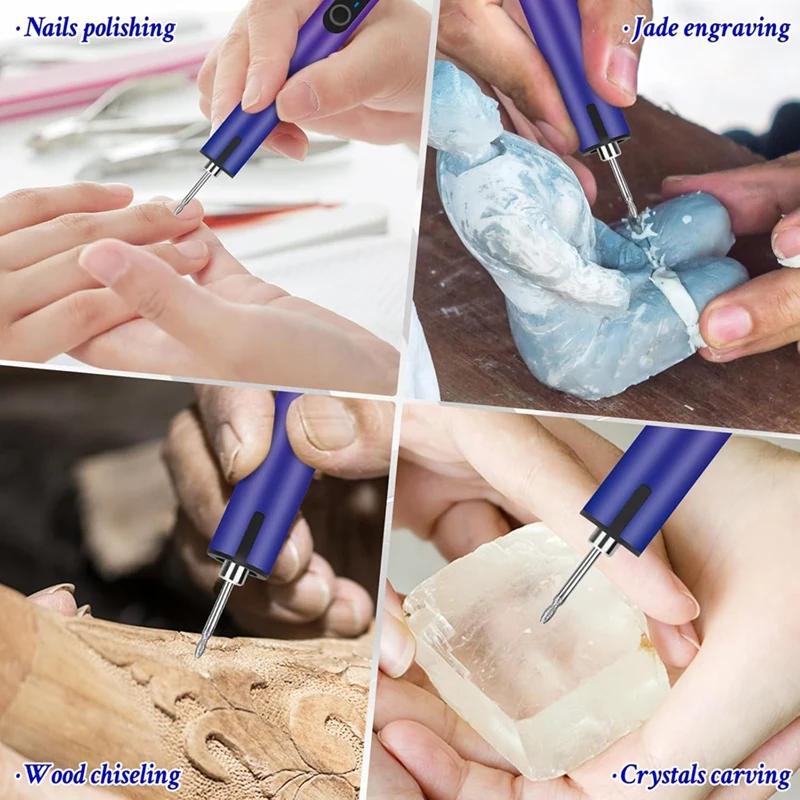 Engraving Pen With LED Light, Electric Engraving Pen With 37 Bits, USB Rechargeable Cordless Machine, For Jewelry