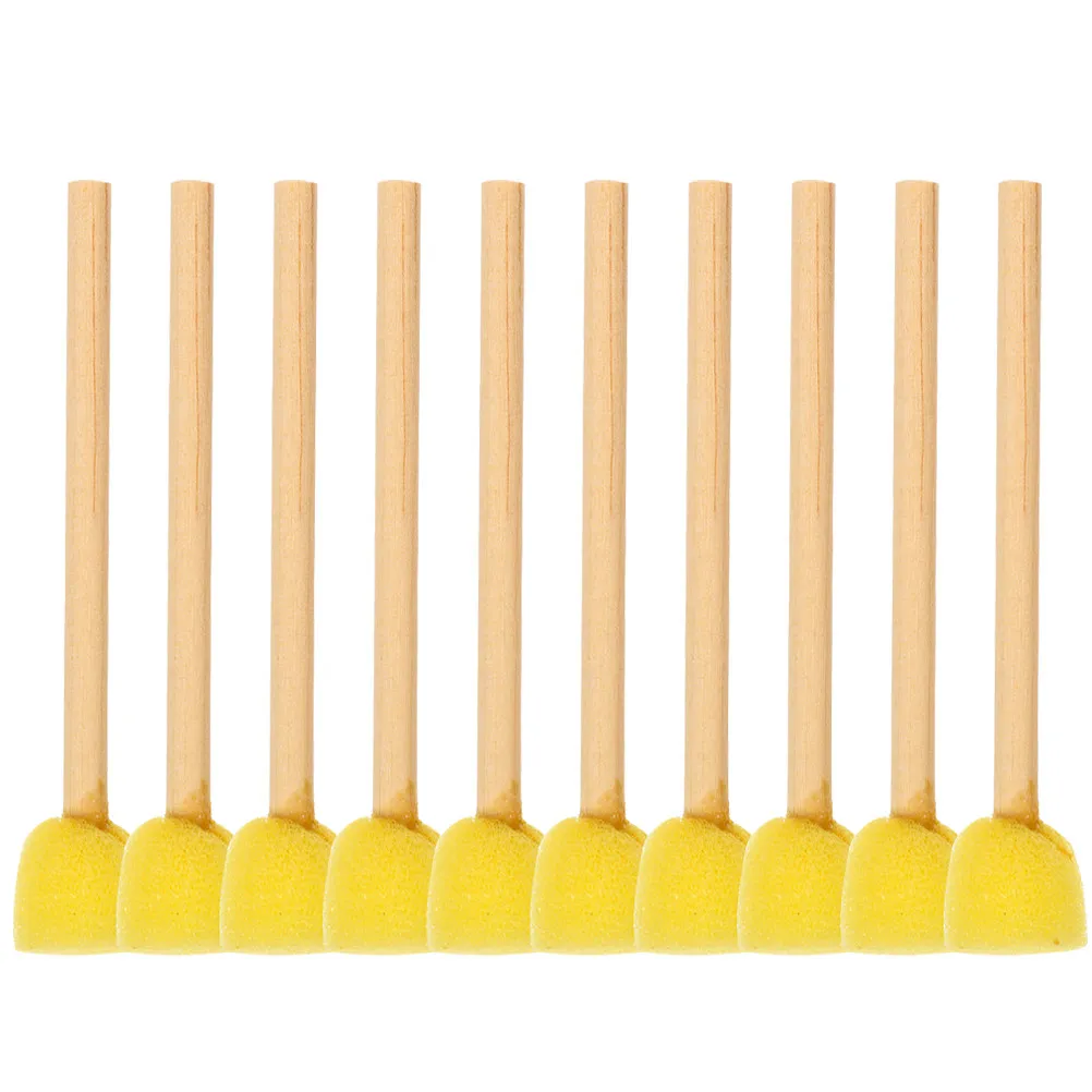 10Pcs 라운드 스폰지 페인트 브러쉬 나무 손잡이 어린이를위한 편안하고 부드러운 아크릴 그림 도구 홈 스쿨 아트