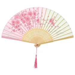 Elegant Silk Vintage Folding Fan with Colorful Tassel - Bamboo Hand Fan for Classical Dance and Home Decor (40)