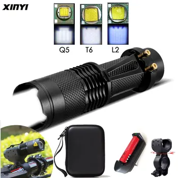 슈퍼 밝은 미니 Led 손전등, 8000LM, Q5/T6/L2, 줌 가능한 낚시 캠핑 자전거 라이트, led 랜턴, 14500/18650