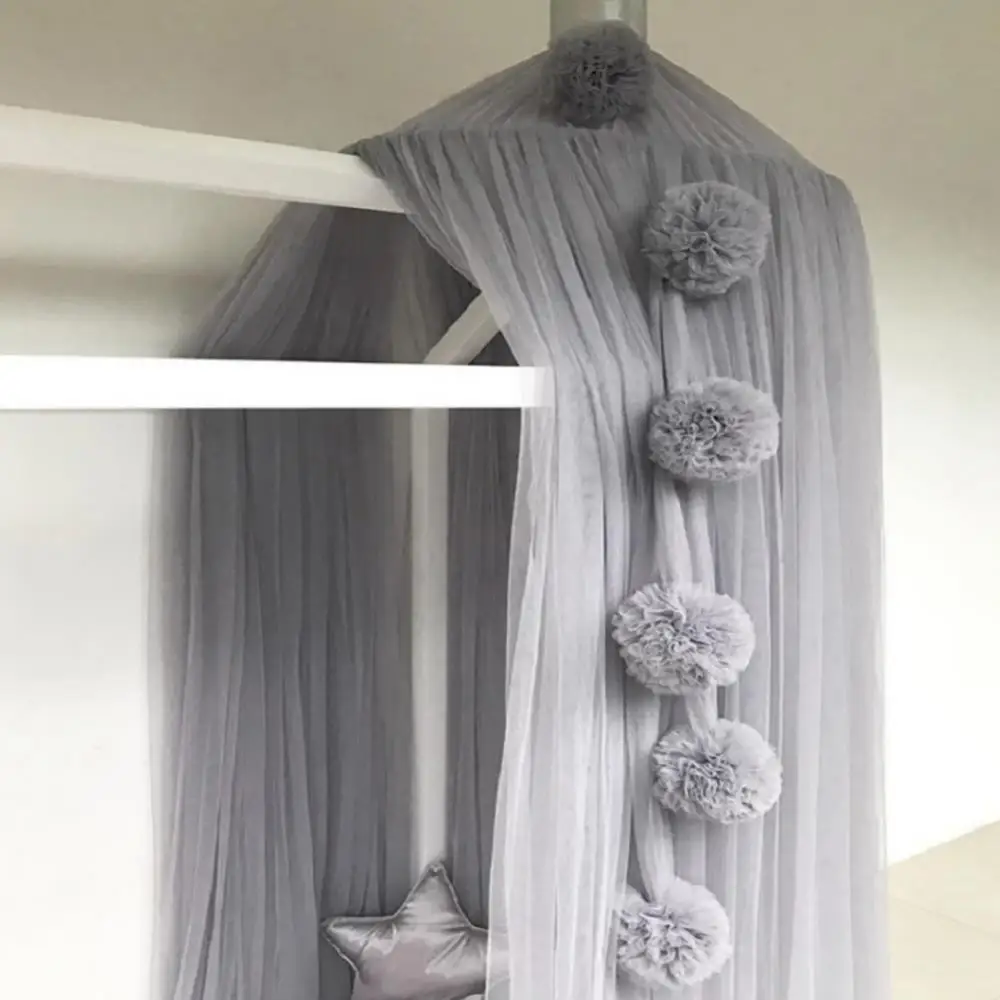1 Pcs Chiffon Pom Balls For Home Kids Baby Bed Net Hanging Decoration Bedroom Mosquito Net Ornament Accessories Gift