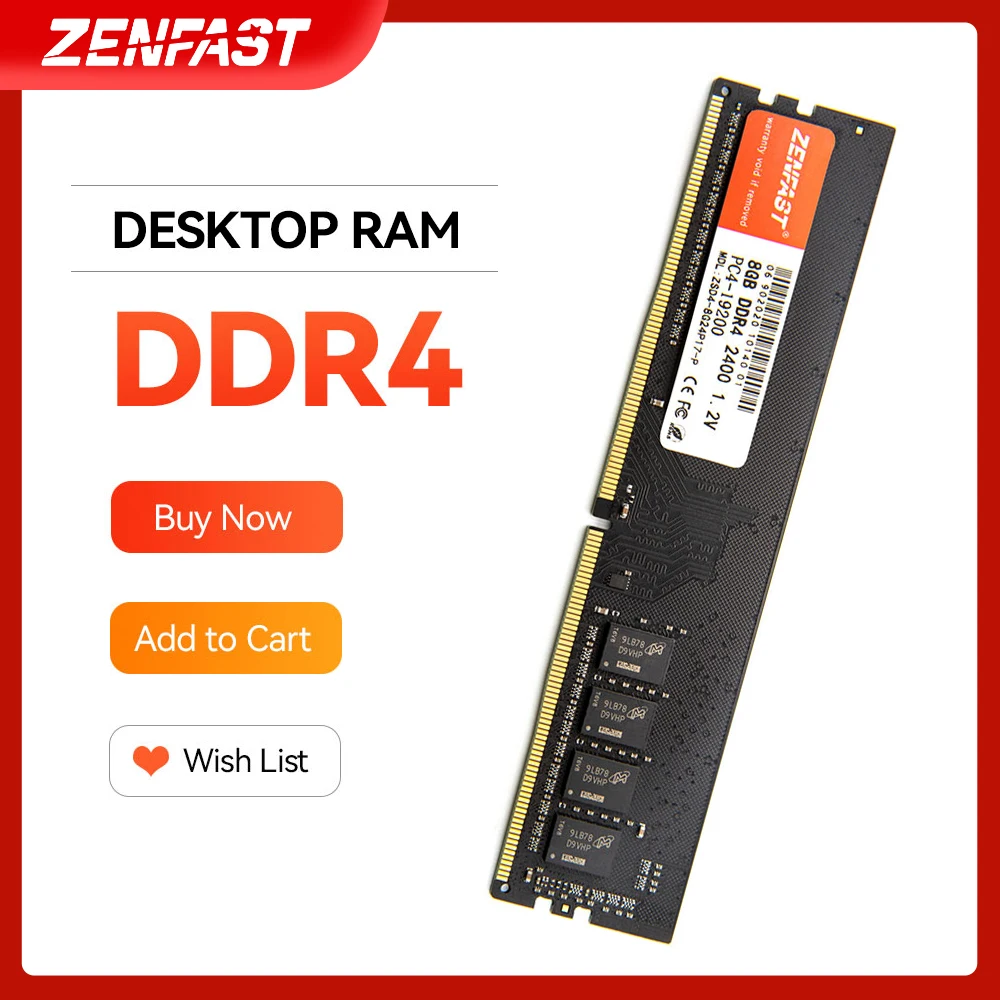 

ZENFAST DDR3 RAM DDR4 4gb 8GB 16GB 32GB Memory 1333 1600 2133 2400 2666MHz Memory Desktop Dimm 288-Pin 1.2V RAM with Heat Sink