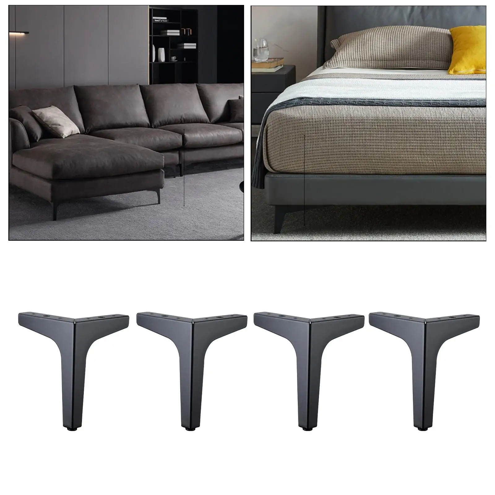 Metal Furniture Legs Sofa Loveseat Chair Sectional - 4pcs Black/Gold/Chrome