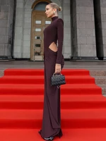 Nibber Hipster Waistless Ruched Elegant Dress Woman Autumn Style Turtleneck Full Sleeve Hollow Design Prom Party Long Bodycon - Image 5