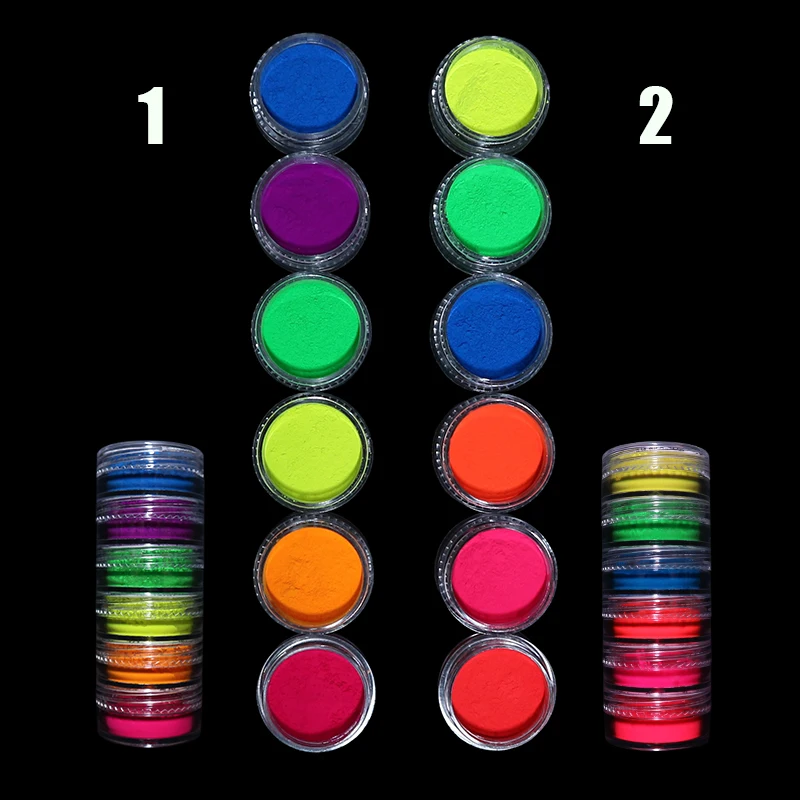 Nail Pigment Powder Glitter Set DIY Gel Polish Manicure Nails Art Decoration Fluorescent Neon Phosphor
