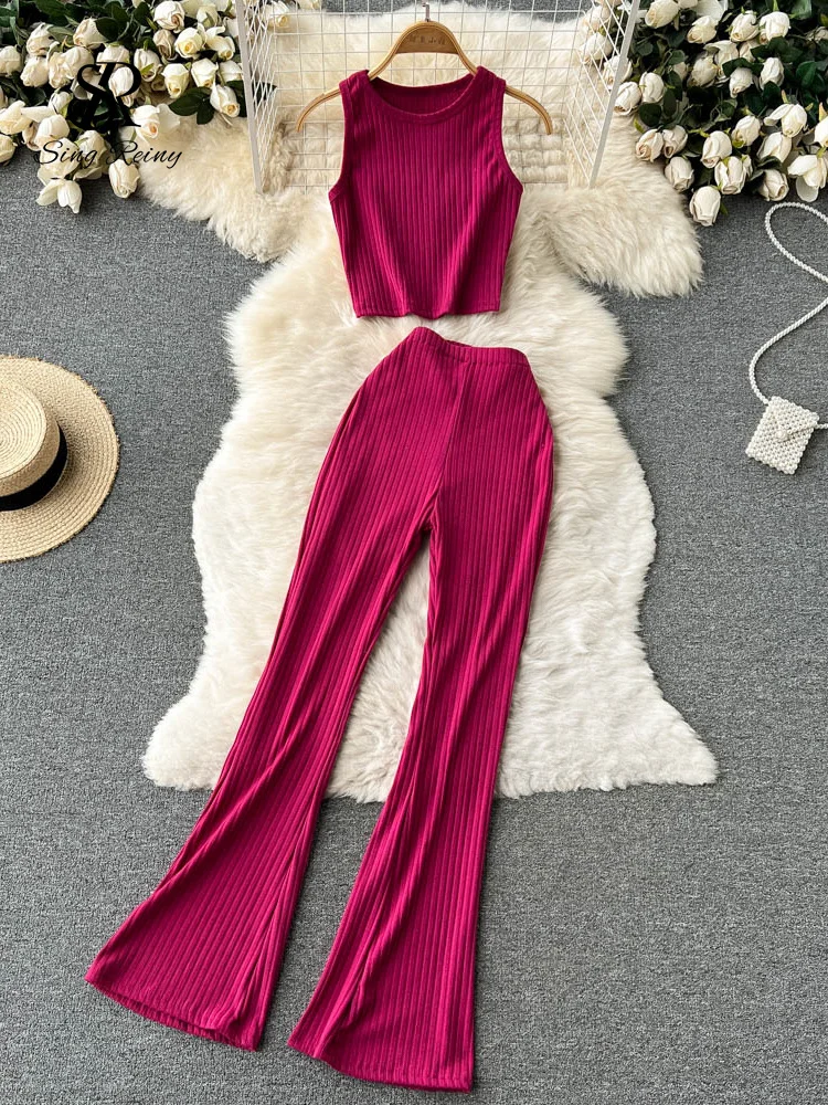 SINGREINY Women Casual Pants Set Fashion Bodycon Slim Short