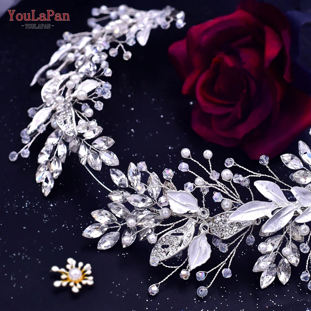 YouLaPan Elegant Bridal Headband Wedding Hair Accessories Brides Alloy Leaf  Headpiece Women Headdress Headwear For Party HP272