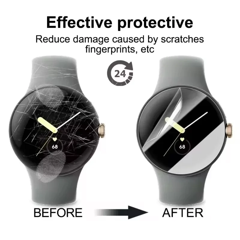 Ultra-Thin Anti-Scratch Screen Protector Pack for Smartwatches - Hydrogel Film Accessory