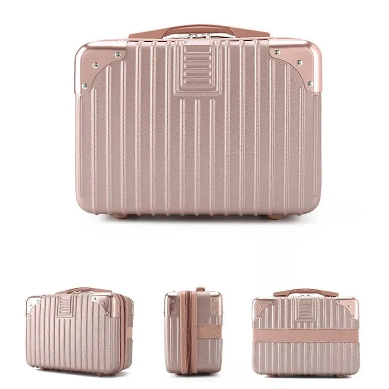 TIUMIU 14-inch Women's Suitcase, Portable Dressing Box, Travel Case, Stool Box, Metal Lined Stool Box Weekend Bag