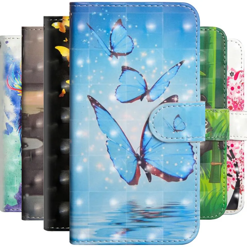 

Case For apple iphone SE 2020 X XS XR 11 Pro Max 2019 7 8 6 6S Plus 5 5s Printed Cat Butterfly Card Slot Wallet Cover DP24G