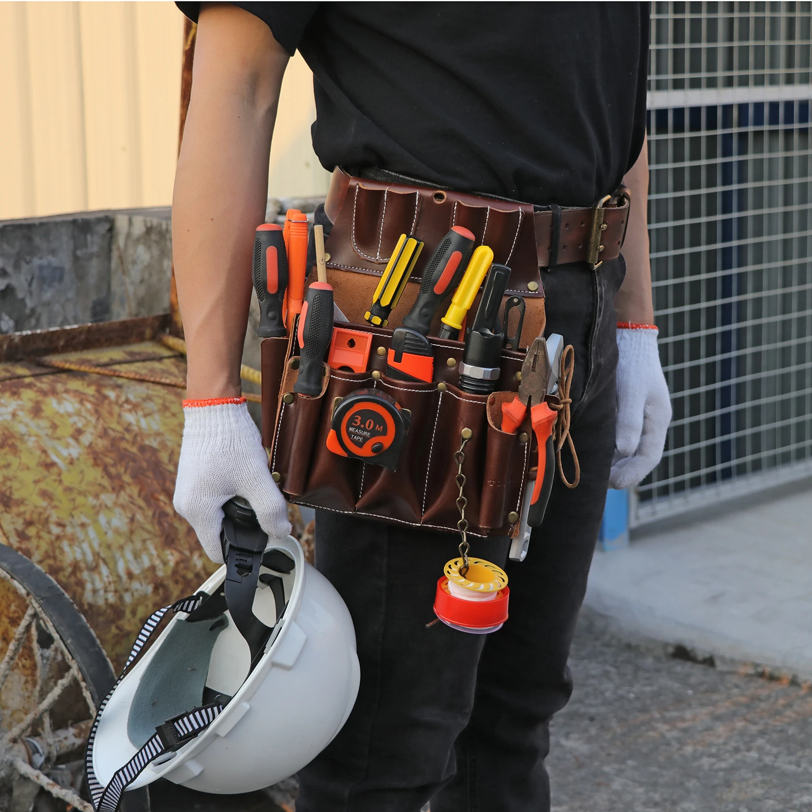 Tourbon Multifunction Leather Tool Waist Bag Professional