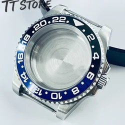 Sleek Silver 40mm Watch with Ceramic Bezel & Sapphire Case - Unisex Design - NH34 NH35 NH36 NH38 (Black Blue 77)