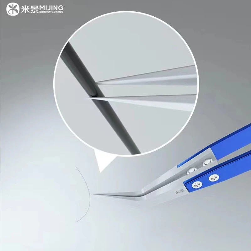 MiJing Anti-static Ceramic Stainless Steel Tweezers Maintenance Industrial Precision Curved Straight Tweezers Repair Tools