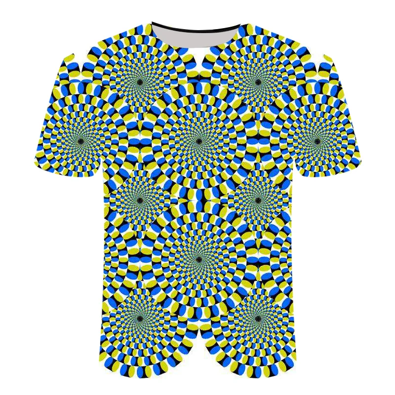 

New 3D Effect T Shirt Black and White T-shirt Rotate T-shirt Men's Women's Top Tees Sportswear Elastic
