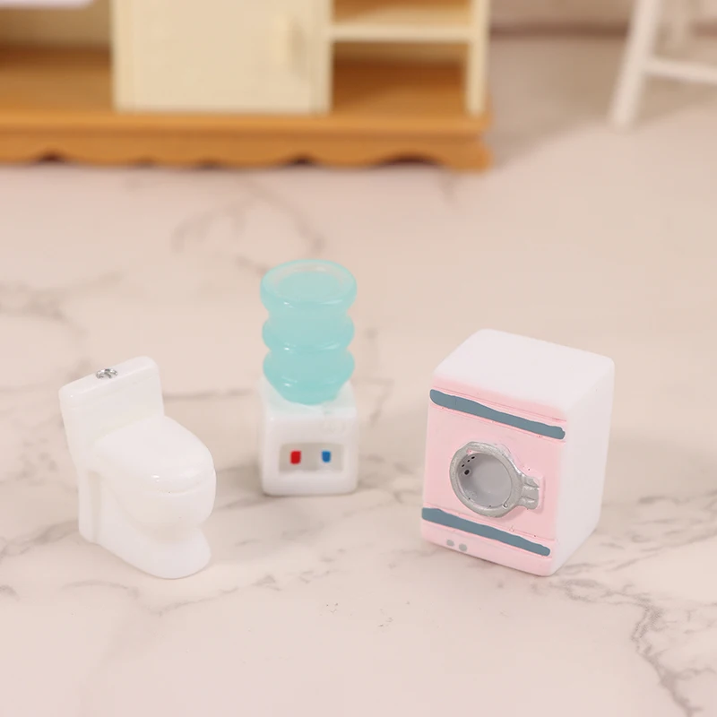

3Pcs/set Doll House Simulation Mini Washing Machine Toilet Water Dispenser Model