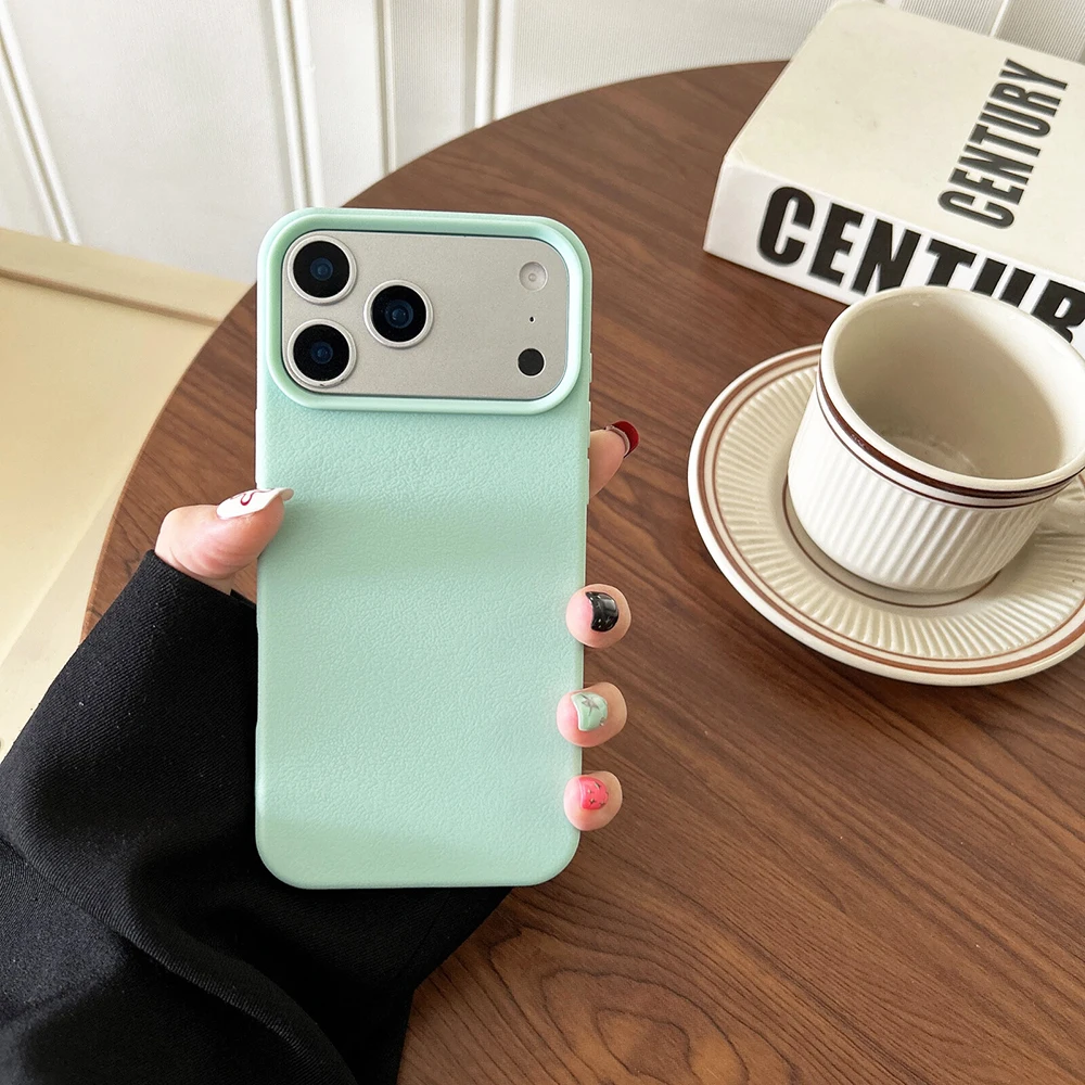 Elegant Leather-Texture Silicone Soft Case - Candy Color Matte Back Cover TPU Shell