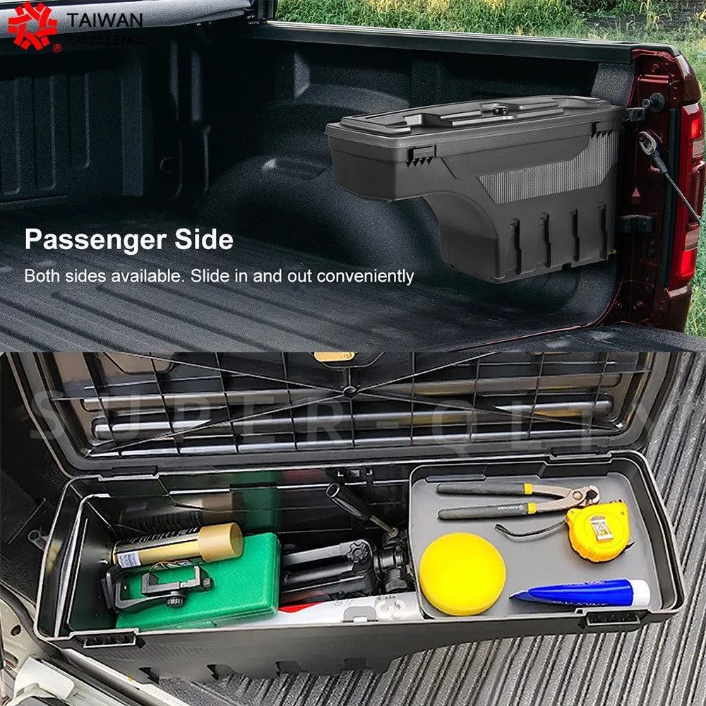 YHTAUTO Cassone Portaoggetti Laterale Per Pickup Ram 1500 (2019-2021) - Lato Passeggero, Cassetta Degli Attrezzi Chiudibile A Chiave, Colore Nero, Materiale ABS