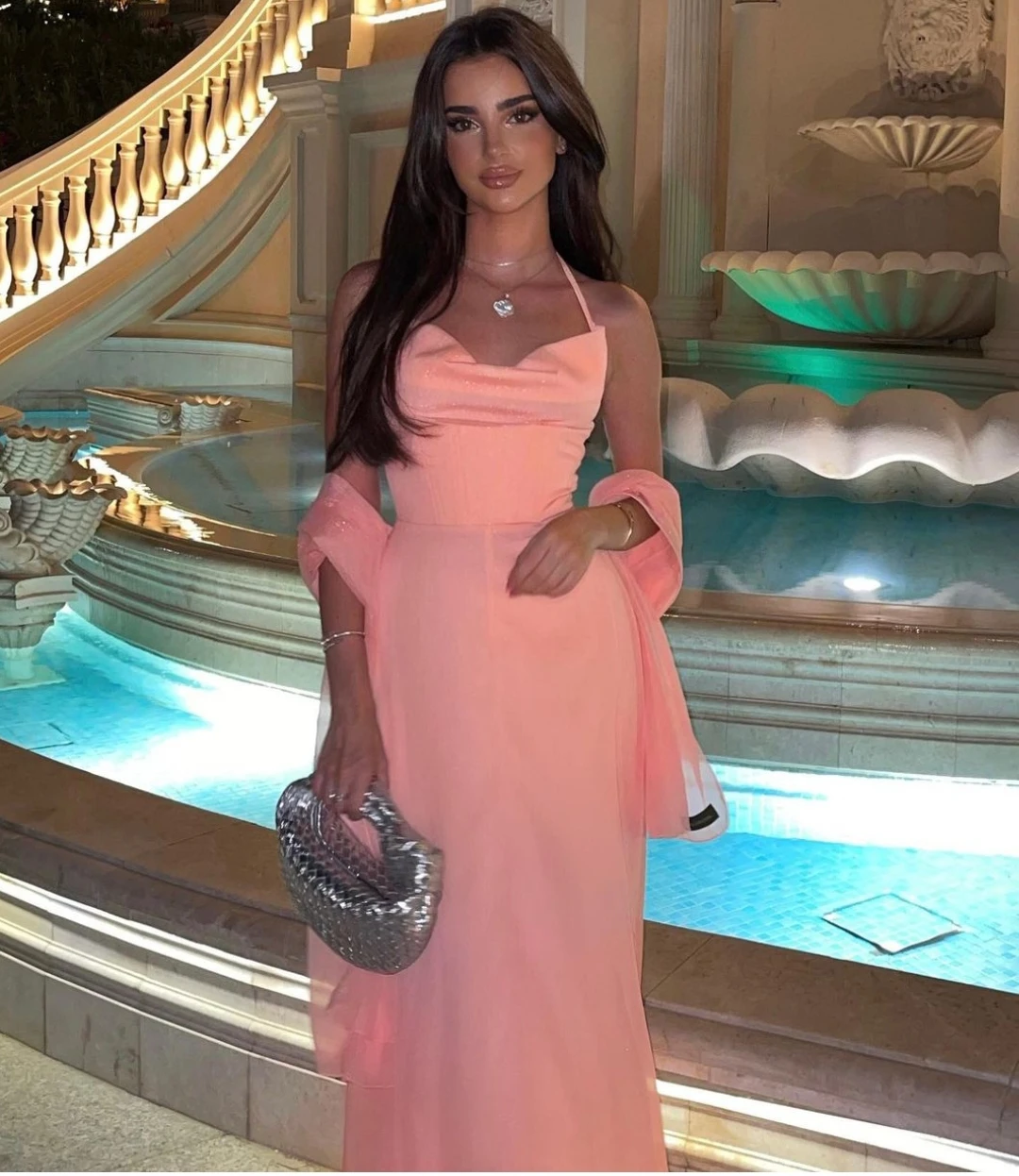 

AsaNagi Pink Chiffon Evening Dress Summer A Line Women Party Birthday Homecoming Dress Robes De Soirée جديد في فساتين 2023