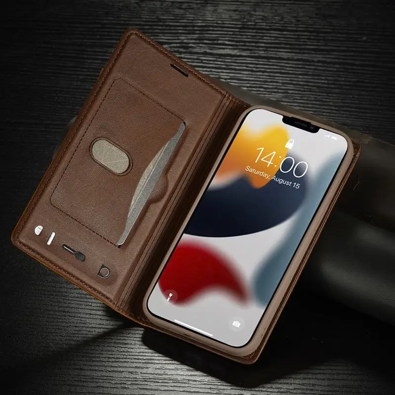 Luxury Leather Phone Protect Cover For iPhone 13 11 12 Mini Pro XR XS Max X 6 7 8 Plus SE Credit Card Slots Shockproof Flip Case iphone 13 mini case clear