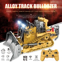 1:24 9CH RC Bulldozer Truck Car Crawler Type Alloy Shovel Engineering Forklift Heavy Excavator Children's Toys Gifts for Kids 2