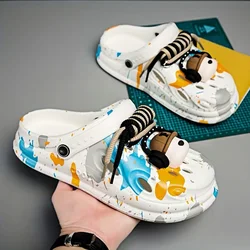 Vibrant Cartoon Dog Graffiti Clogs - Soft & Breathable Slippers - 45 (WHITE)