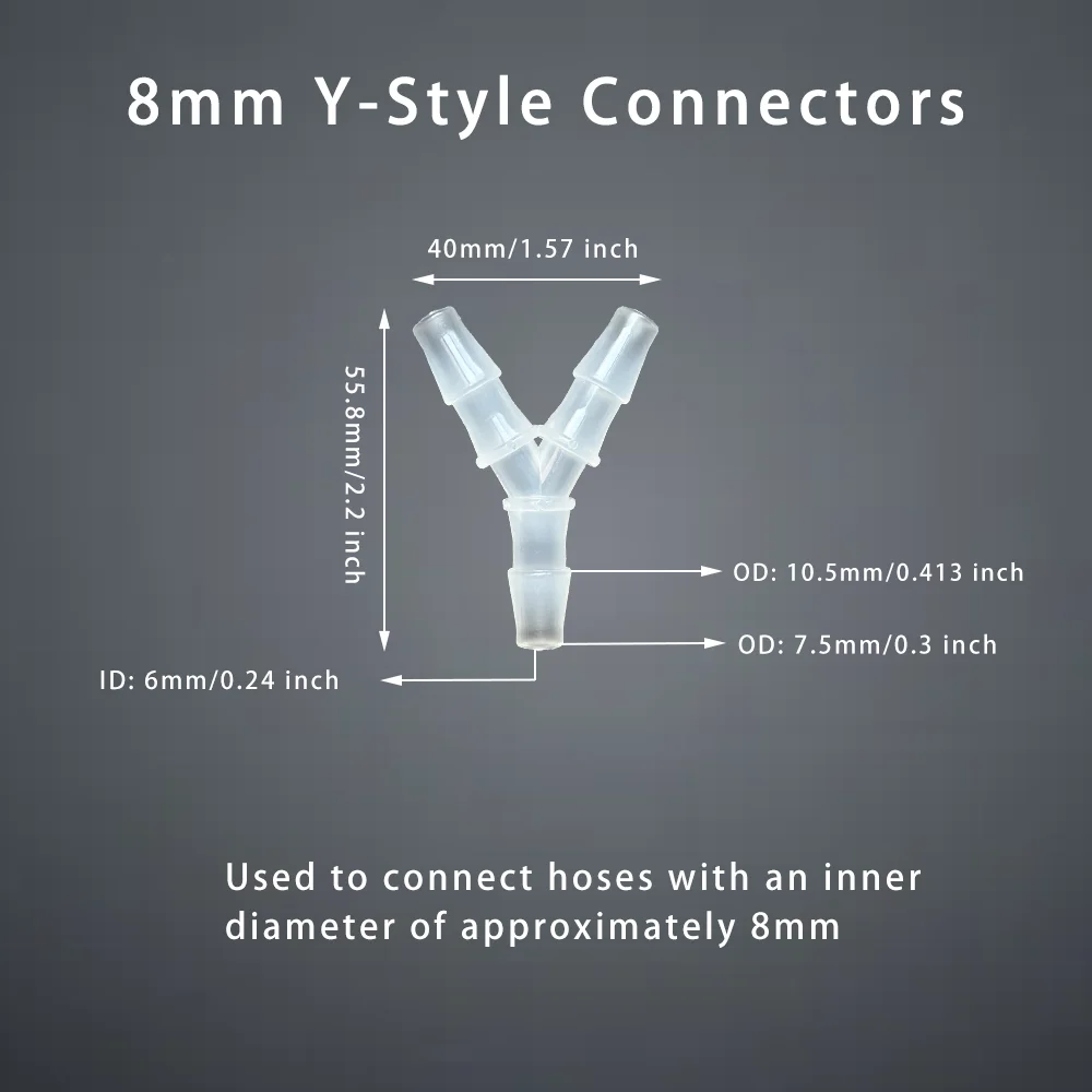 Hose Connector 5Pcs Y-type Tee 3 Way PP Plastic Barbed Fitting Air Water Flow Splitter Non-toxic Odorless Aquarium Pump