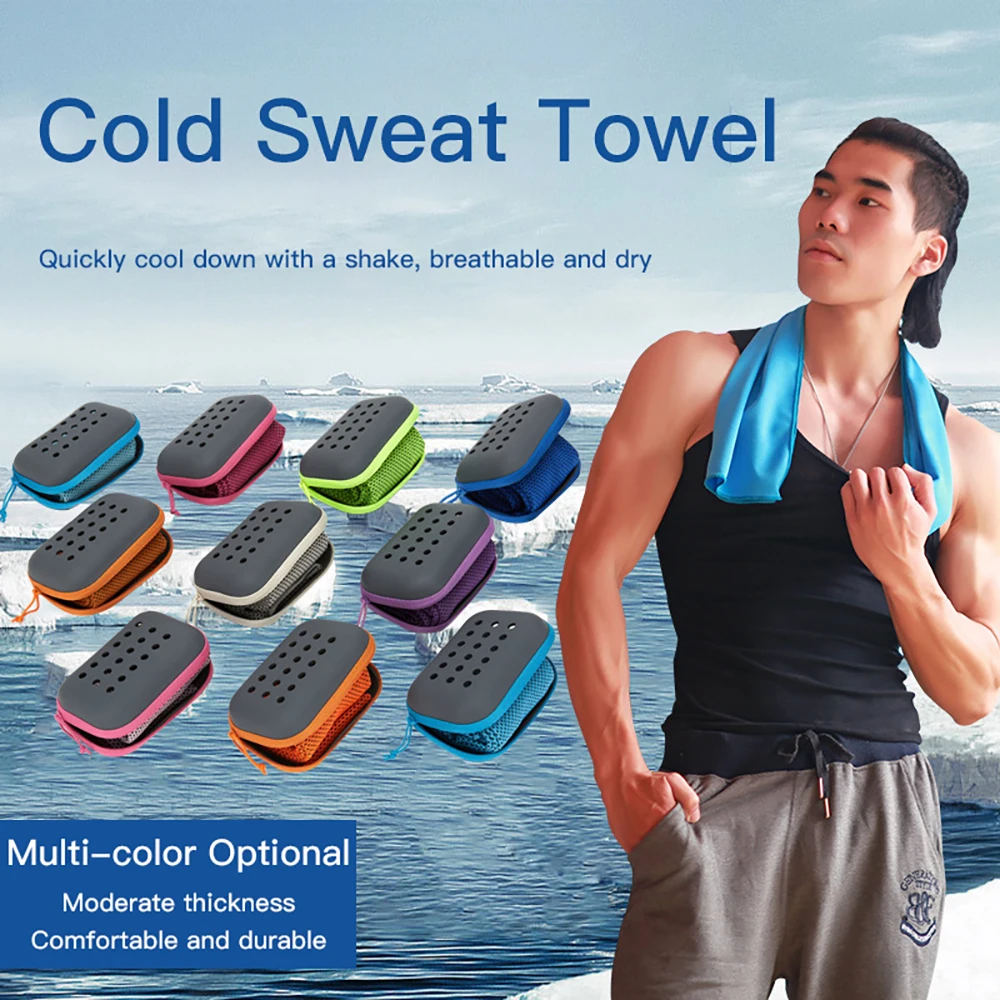 Sports Towel Fiber Cold Feeling Silicone Sleeve Compressed Cooling Sweat Absorption Quick Drying 100% Polyester