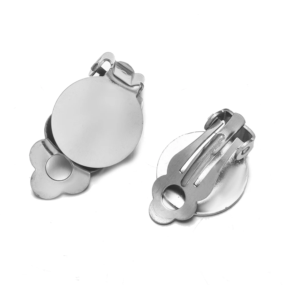 10-teiliger Edelstahl-Clip-On-Ohrring-Cabochon-Fassungskonverter, nicht durchbohrte Komponenten mit Schlaufe für die Herstellung von DIY-Ohrschmuck – Detail 5