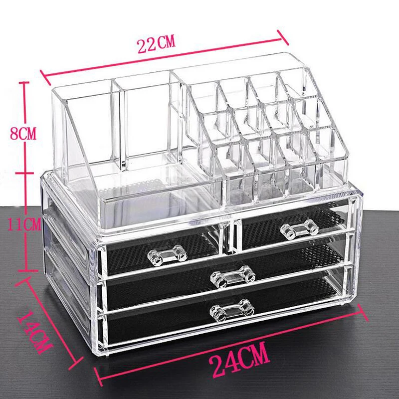 New Clear Acrylic Makeup Organizer Drawer Storage Box Skin Care Home Desktop Women Makeup Tools Jewelry Lipstick Storage Case 4