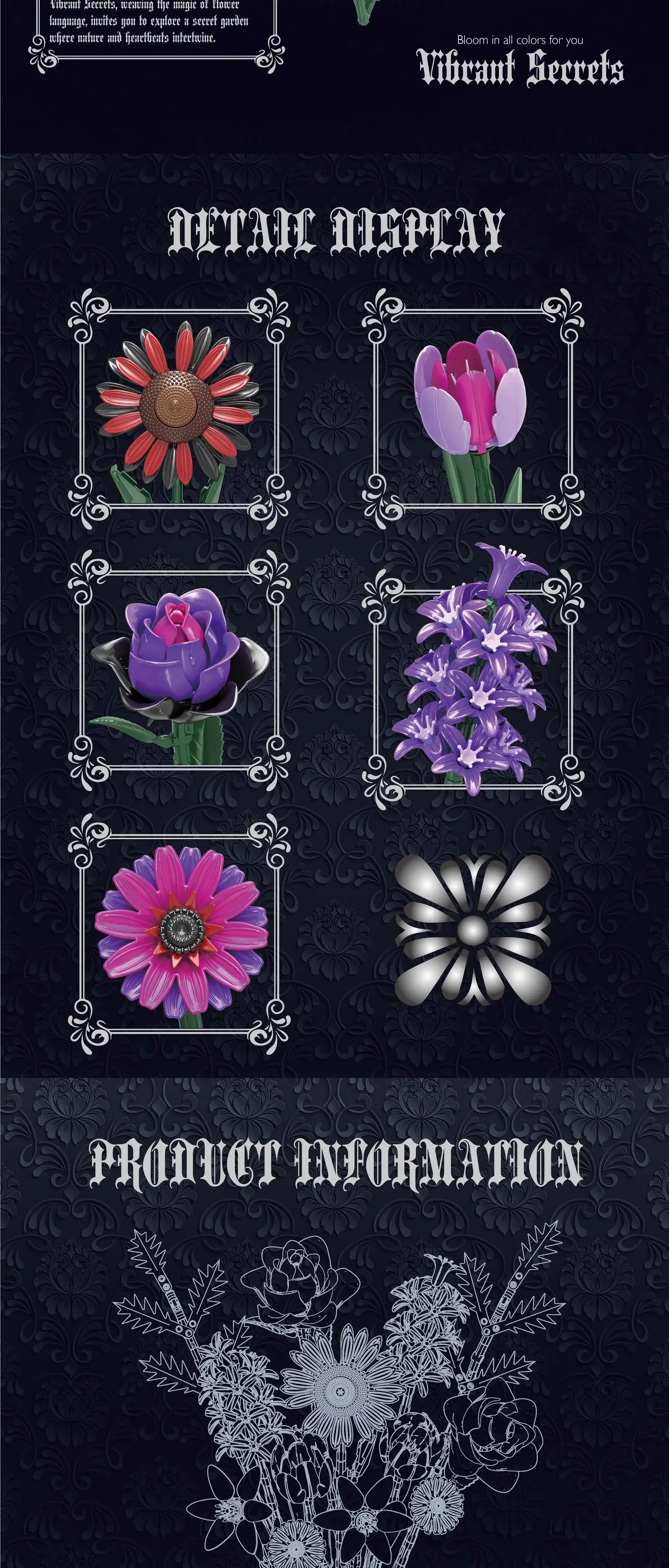 614-teiliger Gotischer Blumenstrauß Baukasten Dunkle Romantik Ewige Rosen Modell-Bausteine Verwelken Nie Heimdekoration Erwachsenen-DIY-Geschenk – Detail 2