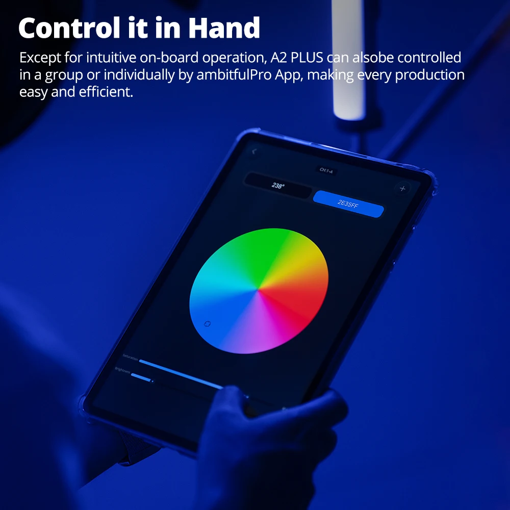 AMBITFUL A2 plus 2500K-8500K RGB Tube Light Full Color LED Video Stick Light CRI 95+ TLCI 97+，Built-in Lithium Battery Control 5