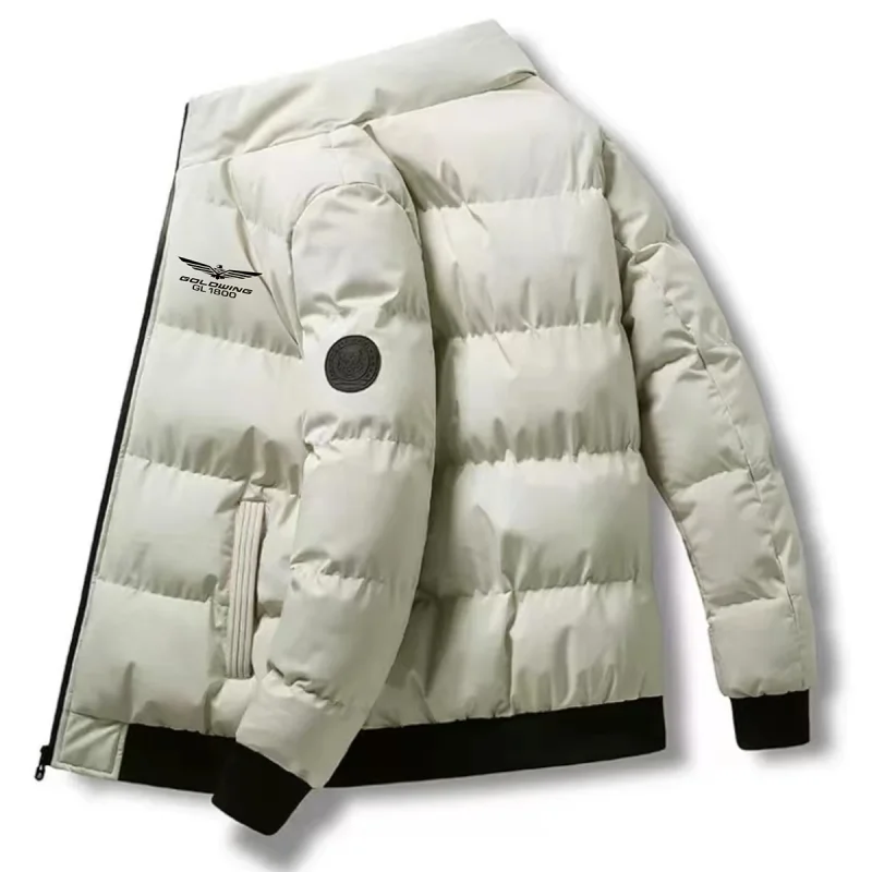 Autumn and Winter Men's Pattern Printed Logo Golden Wing Honda Coast Car Driver Standing Collar Warm Cotton Clothes