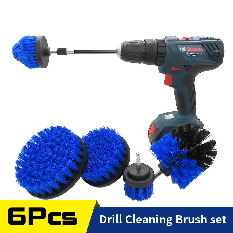 

6 Pack Power Scrubber Drill Cleaning Brush Extension Rod Attachment Set All Purpose For Floor, Tub, Shower, Tile, Bathroom