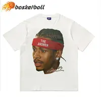 NBA Iverson Printed High Street Sports Basketball Clothes Summer Men's and Women's T-shirt Fashion Loose Short Sleeves 2