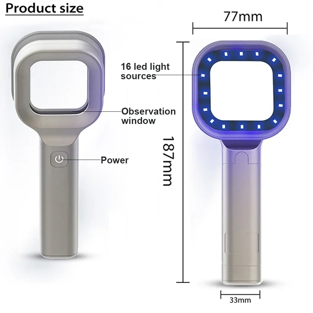 Woods Lamp Skin Analyzer Portable Facial Salon Beauty Analyzer UV Lamp Wood Dermatology for Analyzing Testing Examination