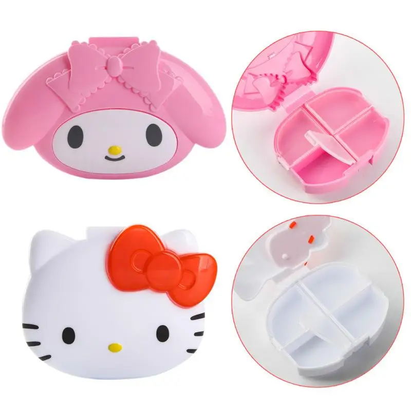 Kawaii Sanrios Anime Melody Hello Kitty Portable Medicine Pill Box