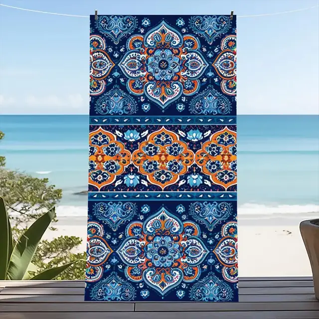 Beach Towel Portable Quick Fast Dry Sand Outdoor Travel Swim Blanket Thin Yoga Floral Print Mat Personalization Stripes Towel 1